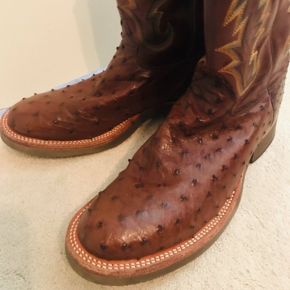 Justin Boots Ostrich Antique Brown 11 D